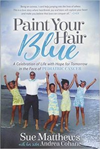 book cover blog post banner art graphics Sunday Snippet: Paint Your Hair Blue - A Celebration of Life with Hope for Tomorrow in the Face of Pediatric Cancer by Sue Matthews and her sister, Andrea Cohane