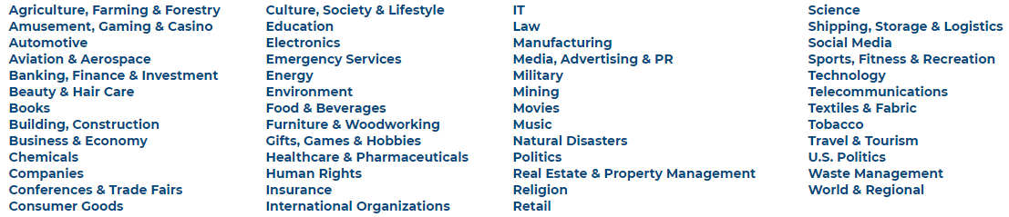 Press Release Distribution Categories